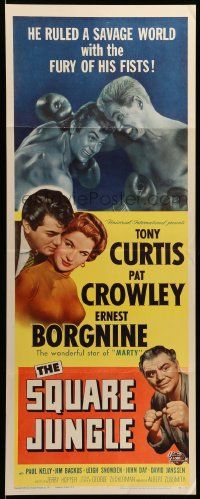 1h940 SQUARE JUNGLE insert '56 boxer Tony Curtis fighting in the ring, Pat Crowley, Borgnine!