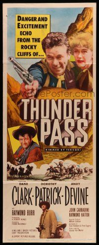 1h960 THUNDER PASS insert '54 Dane Clark, Dorothy Patrick, one man defies the Kiowa & Comanche!