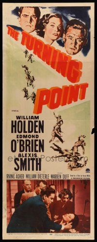 1h971 TURNING POINT insert '52 William Holden, Edmond O'Brien, Alexis Smith, film noir!