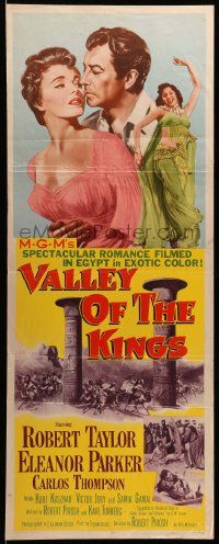 1h976 VALLEY OF THE KINGS insert '54 cool art of Robert Taylor & Eleanor Parker in Egypt!