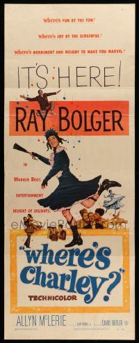 1h987 WHERE'S CHARLEY insert '52 great artwork of wacky cross-dressing Ray Bolger!