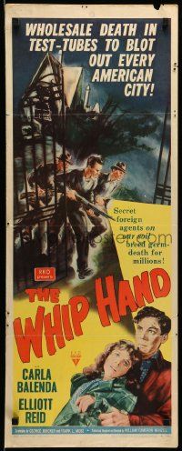 1h988 WHIP HAND insert '51 Cold War germ warfare & spies from 56 years ago, it menaces millions!