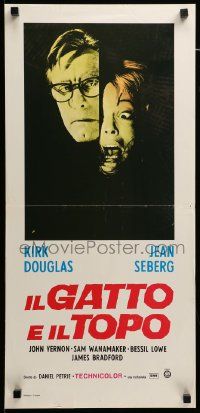 1h343 CAT & MOUSE Italian locandina '74 image of creepy Kirk Douglas, Jean Seberg!