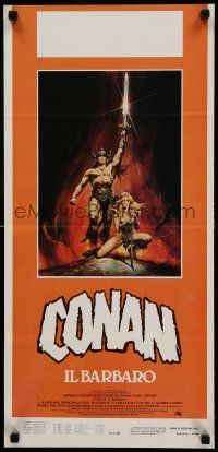 1h353 CONAN THE BARBARIAN Italian locandina '82 Arnold Schwarzenegger & Bergman by Casaro!