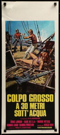 1h362 DEADLY JAWS Italian locandina '74 cool art of sailors with treasure, girl in peril and gun!