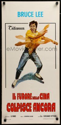 1h388 FISTS OF FURY Italian locandina '73 great Bruce Lee action kung fu art!