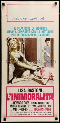 1h462 L'IMMORALITA Italian locandina '78 sexy Lisa Gastoni in nightgown with another woman's man!
