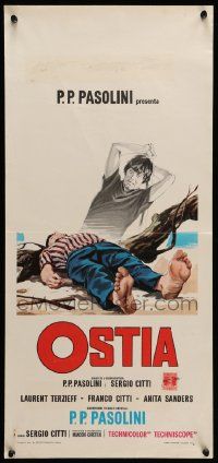 1h502 OSTIA Italian locandina '70 written by Pier Paolo Pasolini, brothers in love with same girl!