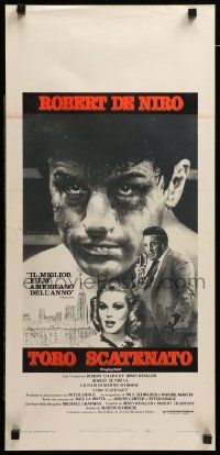 1h517 RAGING BULL Italian locandina '81 Martin Scorsese, Kunio Hagio art of boxer Robert De Niro!
