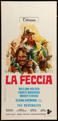 1h523 REVENGERS Italian locandina '72 art of cowboys William Holden, Borgnine & Woody Strode!