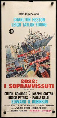 1h550 SOYLENT GREEN Italian locandina '73 Charlton Heston trying to escape riot control by Solie!