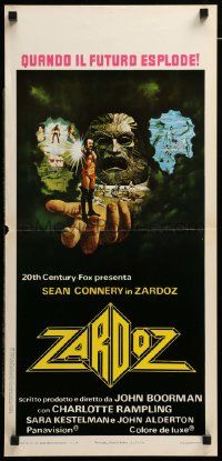 1h598 ZARDOZ Italian locandina '74 Lesser fantasy art of Sean Connery, who has seen the future!