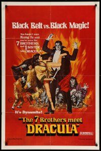 1j006 7 BROTHERS MEET DRACULA 1sh '79 The Legend of the 7 Golden Vampires, different art!