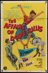 1j027 AFFAIRS OF DOBIE GILLIS 1sh '53 Bobby Van, Bob Fosse, wacky art of Debbie Reynolds!