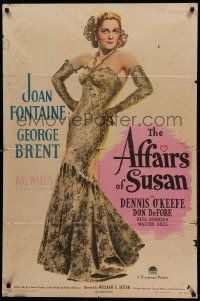 1j028 AFFAIRS OF SUSAN style A 1sh '45 full-length image of sexy Joan Fontaine in pretty dress!