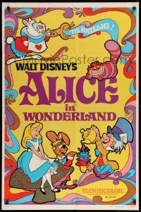 1j031 ALICE IN WONDERLAND 1sh R81 Walt Disney Lewis Carroll classic, cool psychedelic art