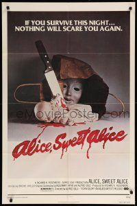 1j032 ALICE SWEET ALICE 1sh '77 first Brooke Shields, disturbing knife-in-doll image!