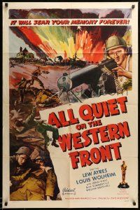 1j035 ALL QUIET ON THE WESTERN FRONT 1sh R50 Lew Ayres, WWII classic, different art!