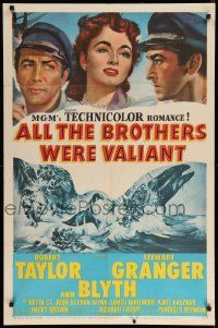 1j036 ALL THE BROTHERS WERE VALIANT 1sh '53 Robert Taylor, Stewart Granger, whaling artwork!