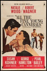 1j037 ALL THE FINE YOUNG CANNIBALS 1sh '60 art of Robert Wagner about to kiss sexy Natalie Wood!