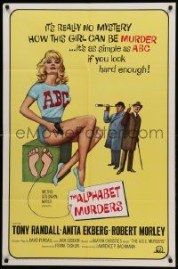 1j039 ALPHABET MURDERS 1sh '66 Tony Randall, it's no mystery why sexy Anita Ekberg is murder!
