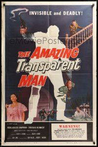 1j040 AMAZING TRANSPARENT MAN 1sh '59 Edgar Ulmer, cool fx art of the invisible & deadly convict!