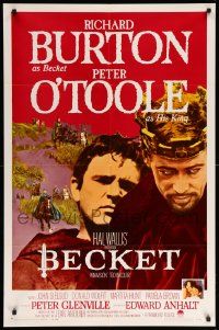 1j072 BECKET style A 1sh '64 great image of Richard Burton in the title role, Peter O'Toole!