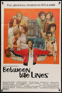 1j082 BETWEEN THE LINES 1sh '77 Richard Amsel artwork, John Heard, fun, adventure & romance!