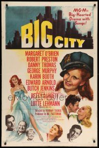 1j087 BIG CITY 1sh '48 Margaret O'Brien, Betty Garrett, Danny Thomas, New York City!