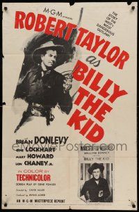 1j096 BILLY THE KID 1sh R55 Robert Taylor as the most notorious outlaw in the West!