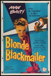 1j107 BLONDE BLACKMAILER 1sh '58 bad girl Susan Shaw's body was the secret to the shakedown!