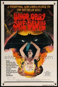 1j110 BLOOD ORGY OF THE SHE DEVILS 1sh '72 Ted V. Mikels, a plunge into the depths of Hell!