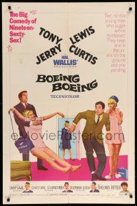 1j113 BOEING BOEING 1sh '65 Tony Curtis & Jerry Lewis in the big comedy of nineteen sexty-sex!
