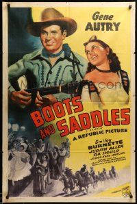 1j117 BOOTS & SADDLES 1sh R40s artwork of western cowboy Gene Autry and pretty Judith Allen!