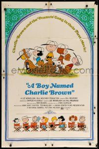1j120 BOY NAMED CHARLIE BROWN 1sh '70 baseball art of Snoopy & the Peanuts by Charles M. Schulz!
