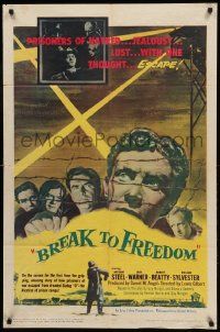 1j126 BREAK TO FREEDOM 1sh '55 Anthony Steel, Jack Warner, World War II prison escape!