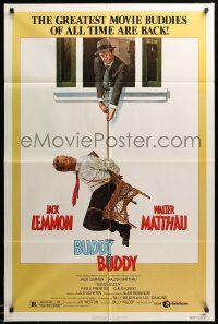 1j133 BUDDY BUDDY 1sh '81 great wacky art of Jack Lemmon & Walter Matthau!
