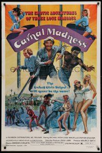 1j153 CARNAL MADNESS 1sh '75 Delinquent Schoolgirls, artwork of sexy immoral females!