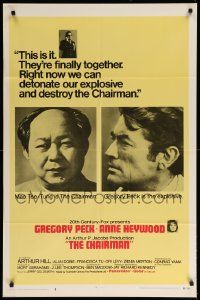 1j163 CHAIRMAN style B int'l 1sh '69 headshots of Gregory Peck & Conrad Yama as Mao Tse-Tung!