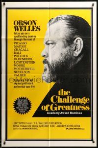 1j164 CHALLENGE 1sh '74 cool profile of Orson Welles in beard!