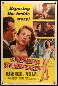 1j172 CHICAGO SYNDICATE 1sh '55 full-length sexy Abbe Lane, Dennis O'Keefe, the inside story!