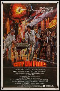 1j177 CITY ON FIRE 1sh '79 Alvin Rakoff, Ava Gardner, Henry Fonda, cool John Solie fiery art!