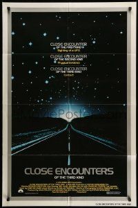 1j184 CLOSE ENCOUNTERS OF THE THIRD KIND int'l 1sh '77 Spielberg's classic, silver border design!