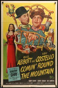 1j188 COMIN' ROUND THE MOUNTAIN 1sh '51 wacky hillbillies Bud Abbott, Lou Costello & Dorothy Shay!