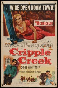 1j198 CRIPPLE CREEK 1sh '52 George Montgomery, cool art of gambling cheat getting caught!