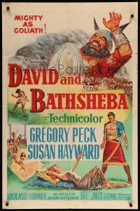 1j216 DAVID & BATHSHEBA 1sh '51 Biblical Gregory Peck broke God's commandment for sexy Susan Hayward