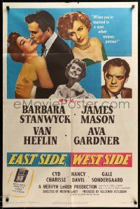 1j268 EAST SIDE WEST SIDE 1sh '50 Barbara Stanwyck, James Mason, sexy Ava Gardner!