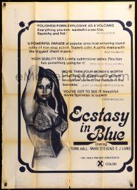 1j273 ECSTASY IN BLUE 1sh '76 Terri Hall, Annie Sprinkle, C.J. Laing, sex!