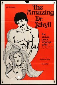 1j290 EROTIC DR. JEKYLL 25x38 1sh '76 Harry Reems, the sexual quick change artist, sexploitation!