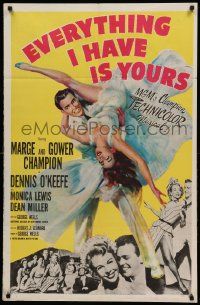1j299 EVERYTHING I HAVE IS YOURS 1sh '52 full-length art of Marge & Gower Champion dancing!